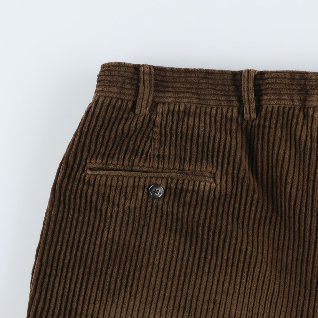 1980'S - The J. Peterman Company Two-pleat Wide-ribbed Corduroy Pants, Men's, Size 35 cotton Khaki type Vintage Second Hand