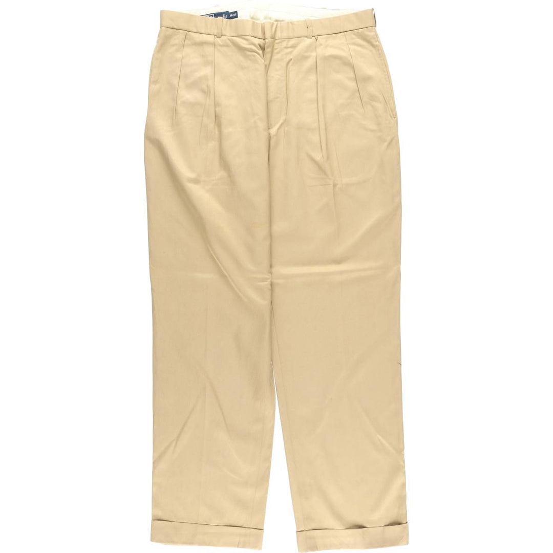 Ralph Lauren POLO by Ralph Lauren two-pleat silk and cotton slacks, men's size W36 silk Beige type Vintage Second Hand