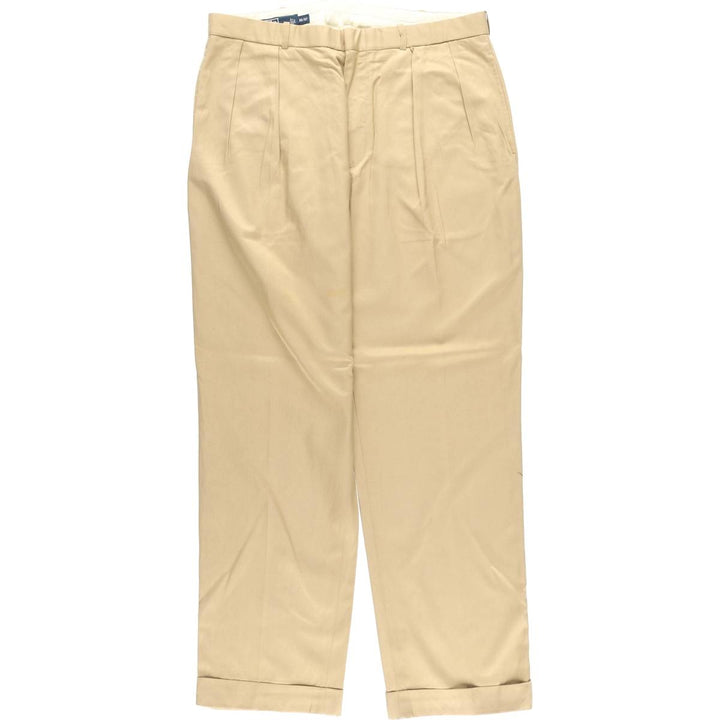 Ralph Lauren POLO by Ralph Lauren two-pleat silk and cotton slacks, men's size W36 silk Beige type Vintage Second Hand
