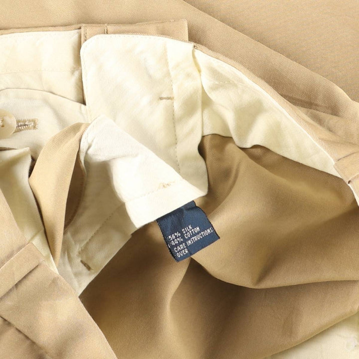 Ralph Lauren POLO by Ralph Lauren two-pleat silk and cotton slacks, men's size W36 silk Beige type Vintage Second Hand