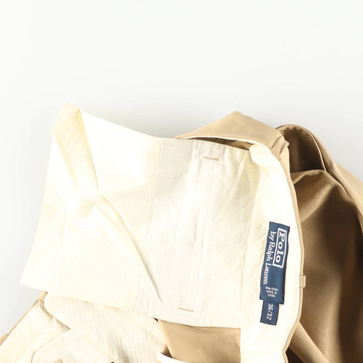Ralph Lauren POLO by Ralph Lauren two-pleat silk and cotton slacks, men's size W36 silk Beige type Vintage Second Hand