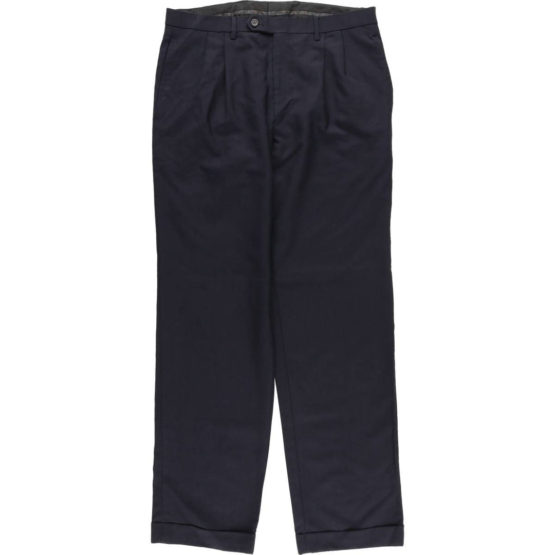 Ralph Lauren LAUREN TOTAL COMFORT Two-pleat wool pants slacks for men, equivalent to W34 wool navy blue type Vintage Second Hand