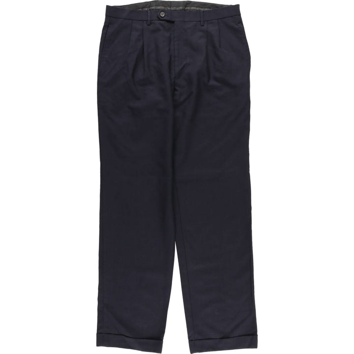 Ralph Lauren LAUREN TOTAL COMFORT Two-pleat wool pants slacks for men, equivalent to W34 wool navy blue type Vintage Second Hand