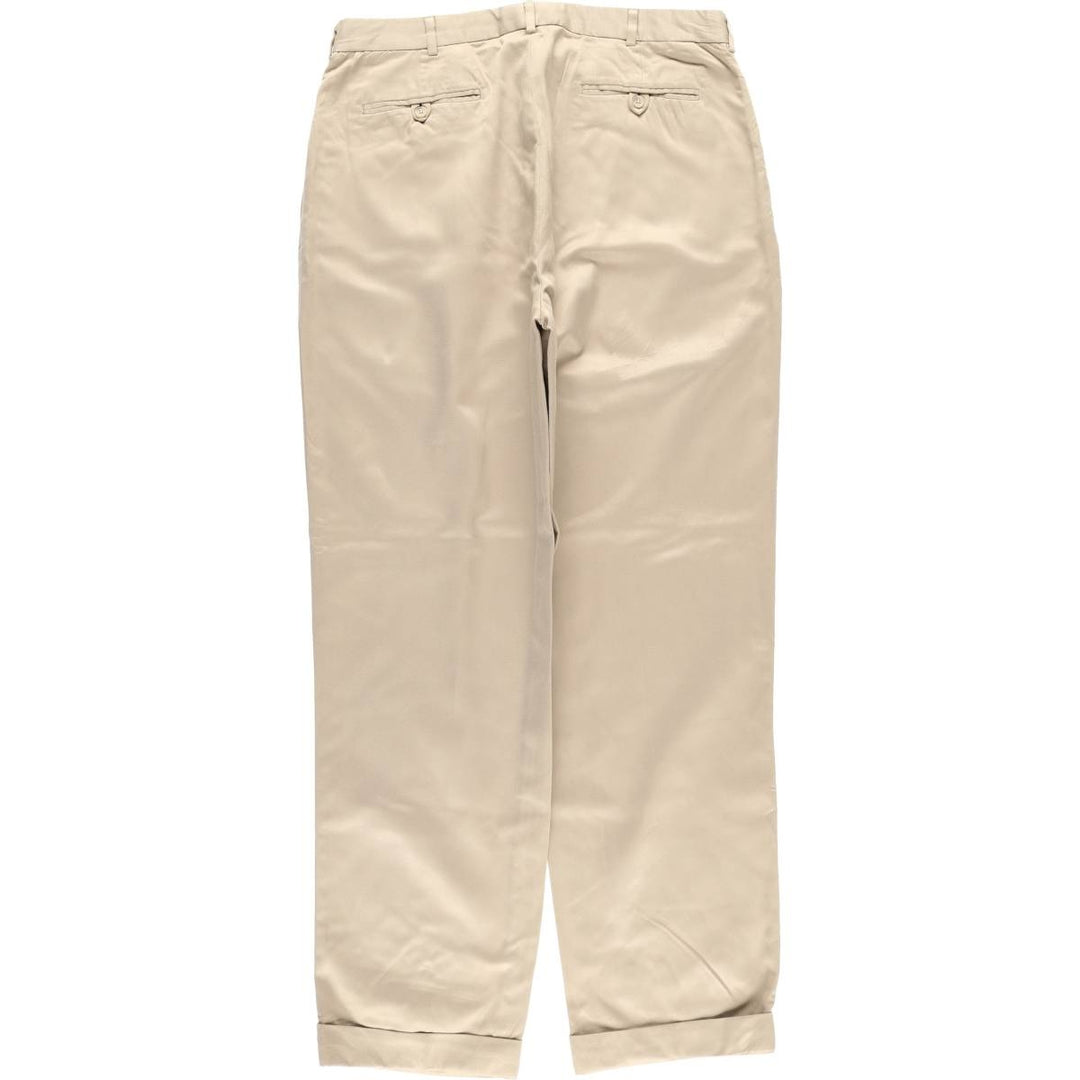 Ralph Lauren POLO by Ralph Lauren two-pleat slacks, men's size W35 (approx.) polyester Beige type Vintage Second Hand