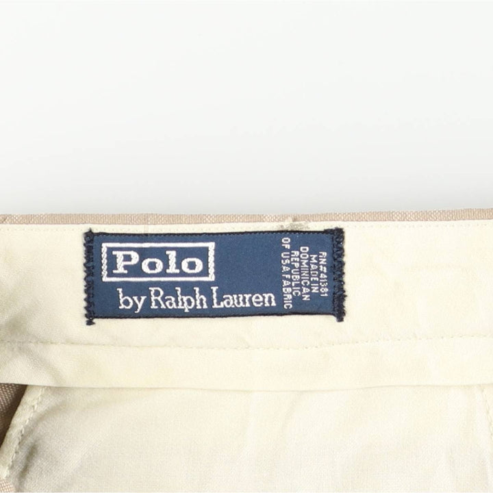 Ralph Lauren POLO by Ralph Lauren two-pleat slacks, men's size W35 (approx.) polyester Beige type Vintage Second Hand