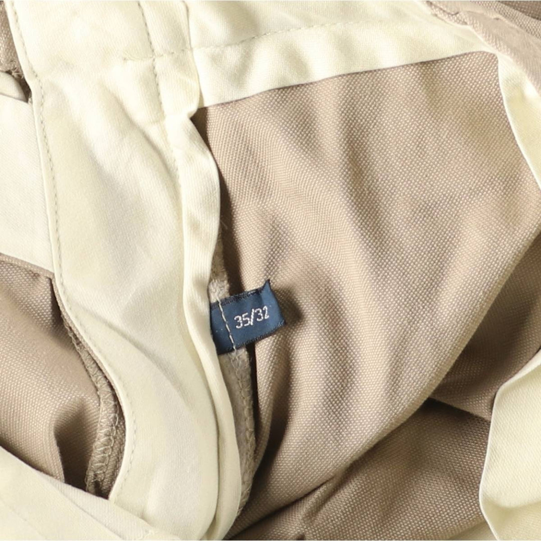Ralph Lauren POLO by Ralph Lauren two-pleat slacks, men's size W35 (approx.) polyester Beige type Vintage Second Hand