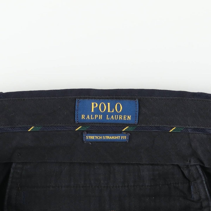 Ralph Lauren POLO RALPH LAUREN Stretch Straight Fit Slacks Pants, Men's W35 (approx.) polyester navy blue type Vintage Second Hand