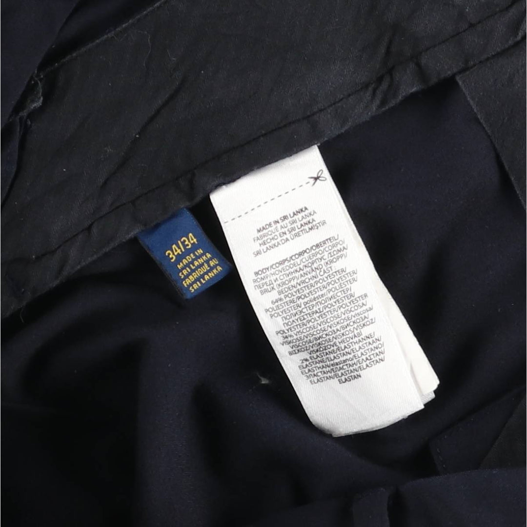 Ralph Lauren POLO RALPH LAUREN Stretch Straight Fit Slacks Pants, Men's W35 (approx.) polyester navy blue type Vintage Second Hand