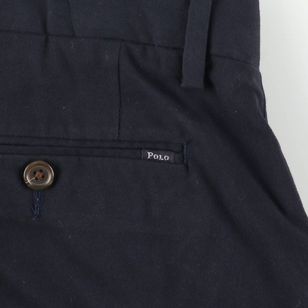 Ralph Lauren POLO RALPH LAUREN Stretch Straight Fit Slacks Pants, Men's W35 (approx.) polyester navy blue type Vintage Second Hand