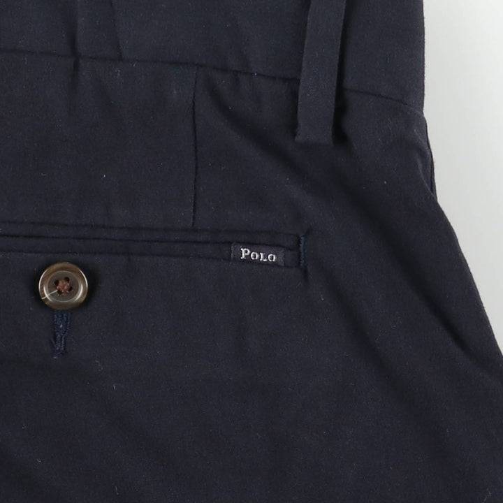 Ralph Lauren POLO RALPH LAUREN Stretch Straight Fit Slacks Pants, Men's W35 (approx.) polyester navy blue type Vintage Second Hand