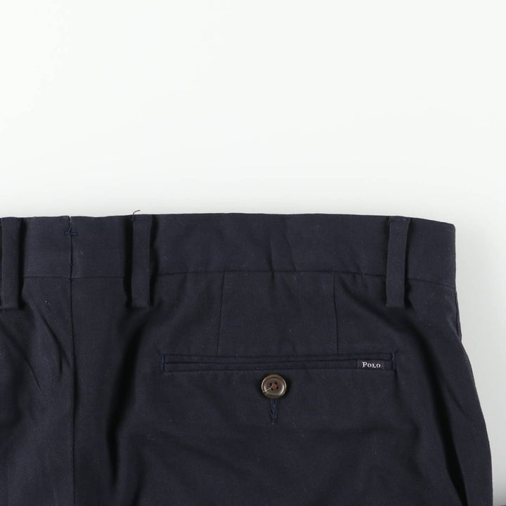Ralph Lauren POLO RALPH LAUREN Stretch Straight Fit Slacks Pants, Men's W35 (approx.) polyester navy blue type Vintage Second Hand