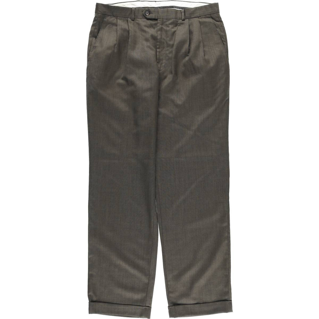 Ralph Lauren Lauren Two-pleat Wool Pants and Slacks, Made in Canada, Men's Size W34 wool Charcoal Vintage Second Hand