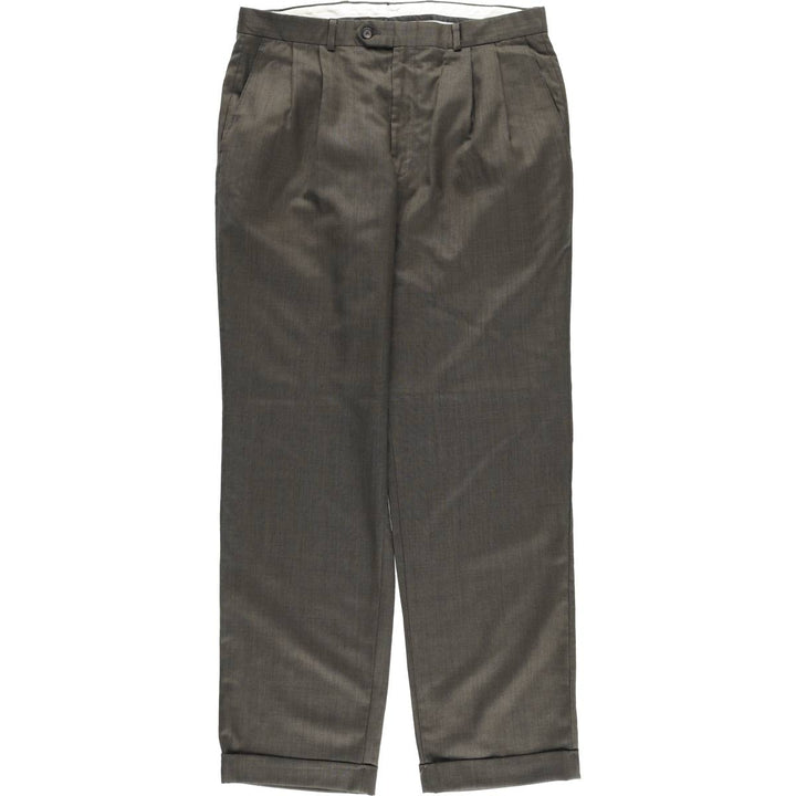 Ralph Lauren Lauren Two-pleat Wool Pants and Slacks, Made in Canada, Men's Size W34 wool Charcoal Vintage Second Hand