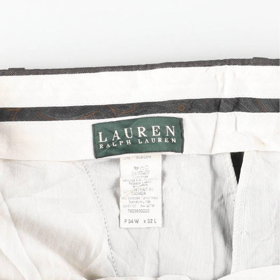 Ralph Lauren Lauren Two-pleat Wool Pants and Slacks, Made in Canada, Men's Size W34 wool Charcoal Vintage Second Hand