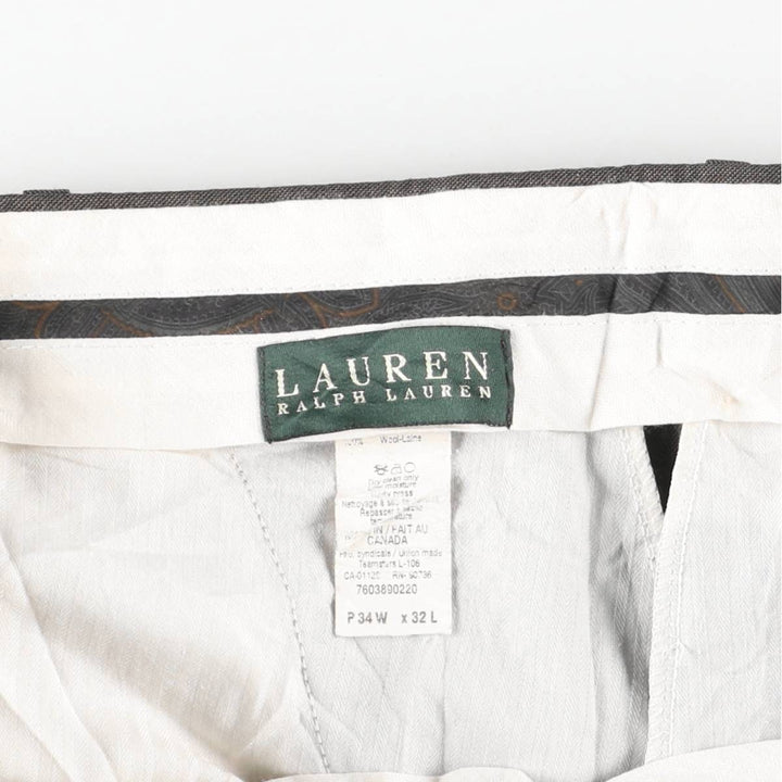 Ralph Lauren Lauren Two-pleat Wool Pants and Slacks, Made in Canada, Men's Size W34 wool Charcoal Vintage Second Hand
