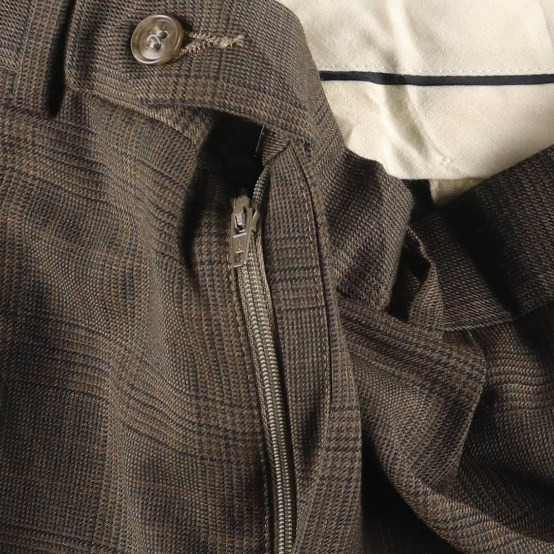 1990'S Ralph Lauren Glen Plaid Two-Pleat Wool Trousers, Men's Size W35 (approx.), Vintage wool brown type Vintage Second Hand