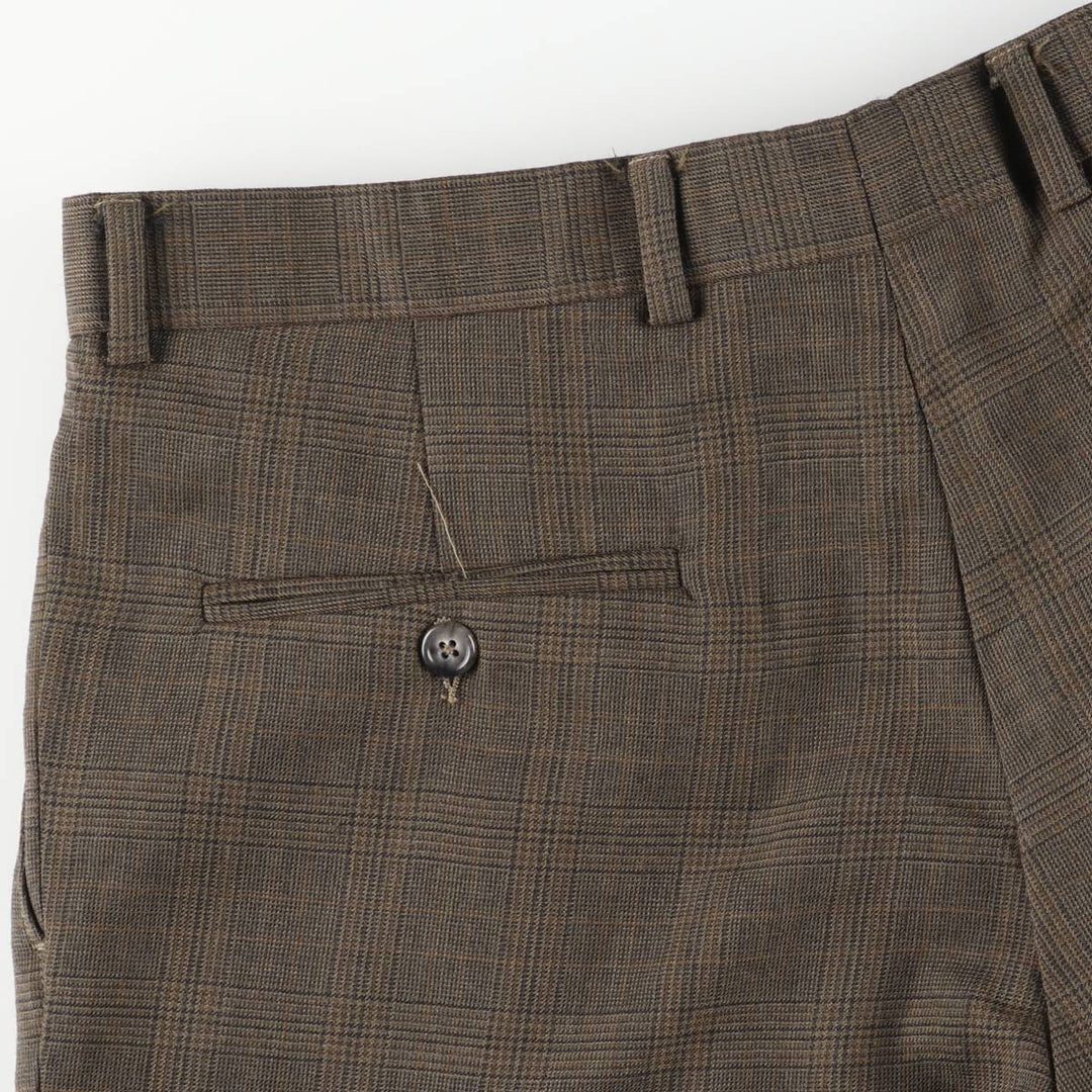 1990'S Ralph Lauren Glen Plaid Two-Pleat Wool Trousers, Men's Size W35 (approx.), Vintage wool brown type Vintage Second Hand
