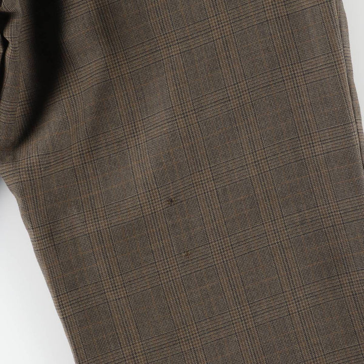 1990'S Ralph Lauren Glen Plaid Two-Pleat Wool Trousers, Men's Size W35 (approx.), Vintage wool brown type Vintage Second Hand
