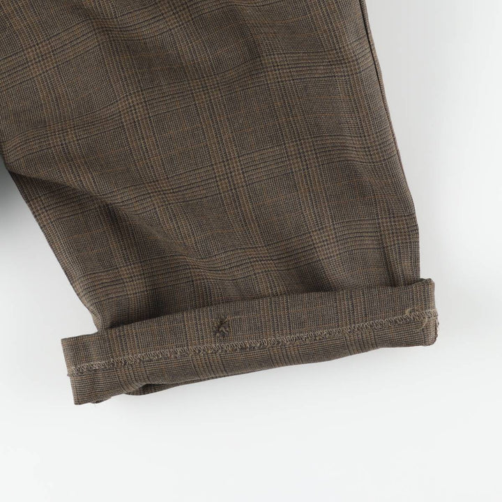 1990'S Ralph Lauren Glen Plaid Two-Pleat Wool Trousers, Men's Size W35 (approx.), Vintage wool brown type Vintage Second Hand