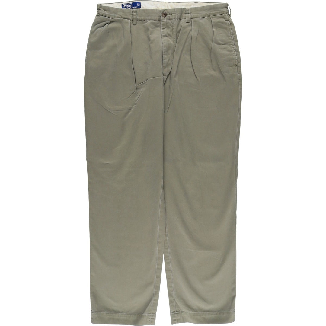 Ralph Lauren POLO by Ralph Lauren ANDREW PANT Two-pleat chino pants for men, equivalent to w36 cotton Khaki type Vintage Second Hand