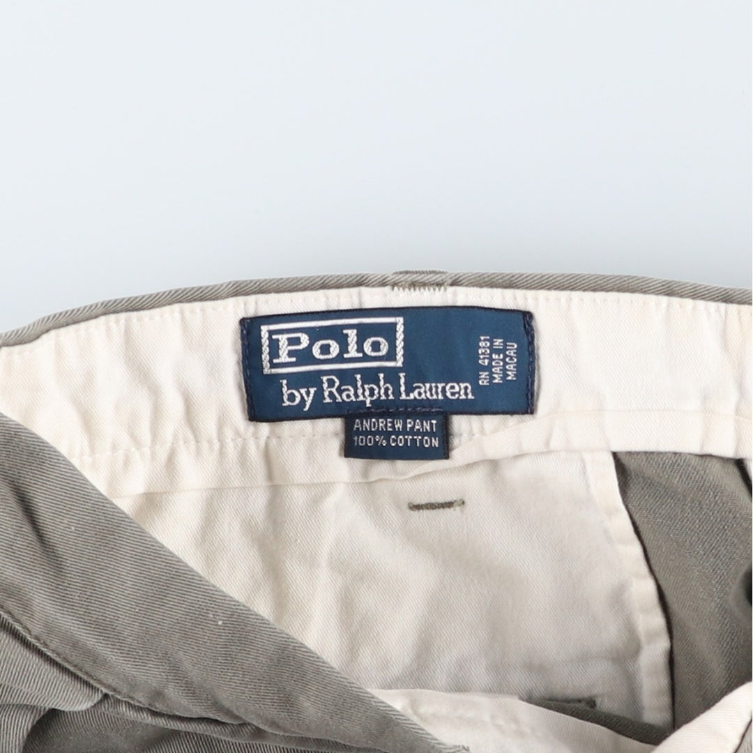 Ralph Lauren POLO by Ralph Lauren ANDREW PANT Two-pleat chino pants for men, equivalent to w36 cotton Khaki type Vintage Second Hand