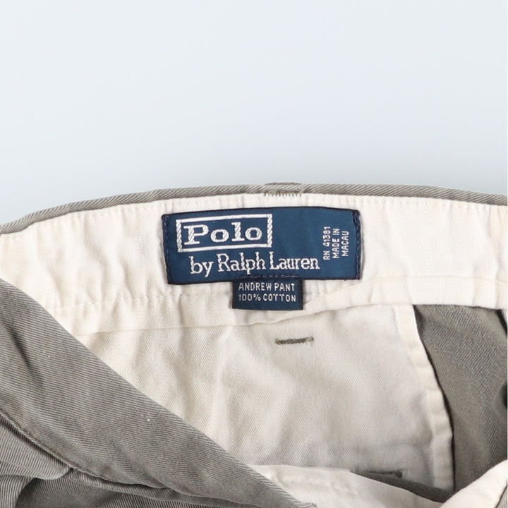 Ralph Lauren POLO by Ralph Lauren ANDREW PANT Two-pleat chino pants for men, equivalent to w36 cotton Khaki type Vintage Second Hand
