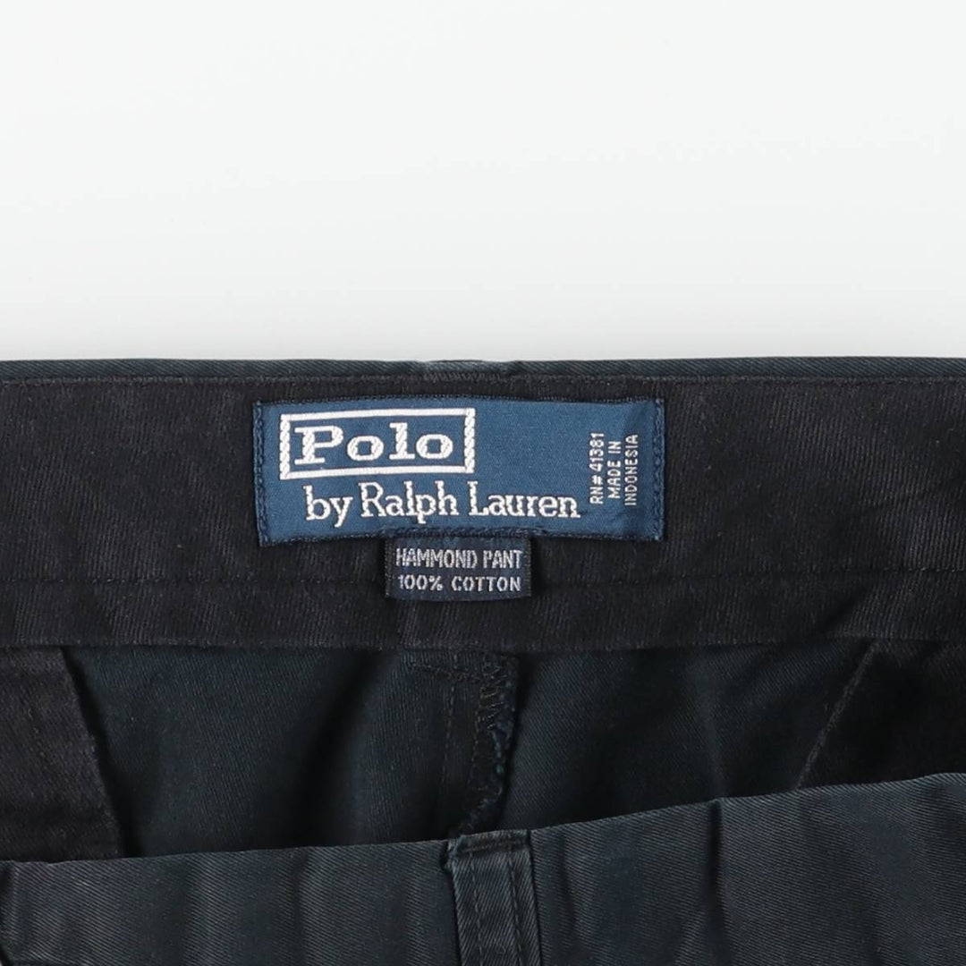 Ralph Lauren POLO by Ralph Lauren HAMMOND PANT, two-pleat chino pants, men's, w34 equivalent cotton navy blue type Vintage Second Hand