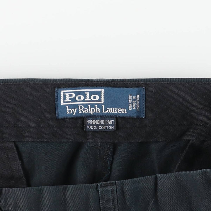 Ralph Lauren POLO by Ralph Lauren HAMMOND PANT, two-pleat chino pants, men's, w34 equivalent cotton navy blue type Vintage Second Hand