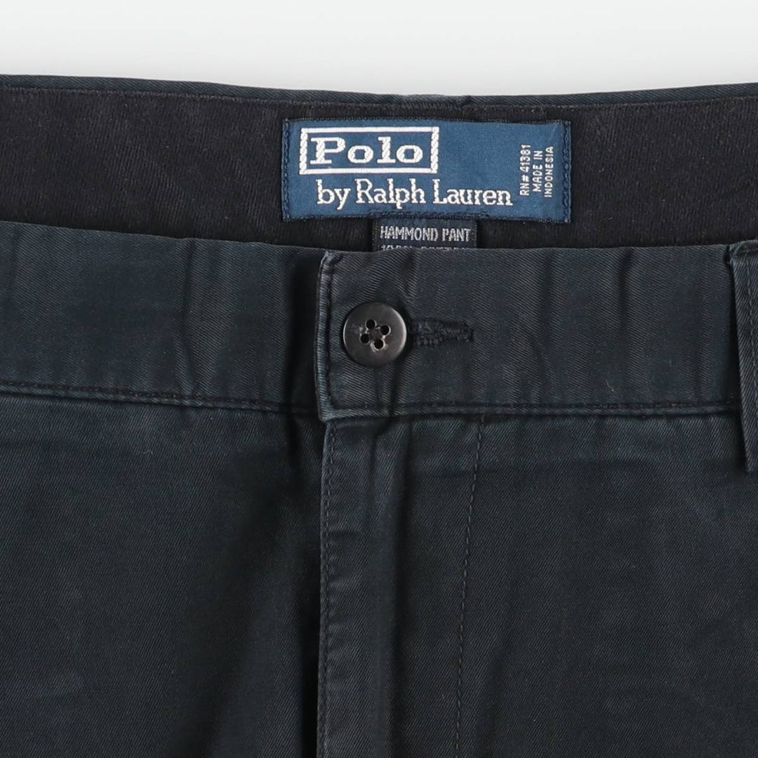 Ralph Lauren POLO by Ralph Lauren HAMMOND PANT, two-pleat chino pants, men's, w34 equivalent cotton navy blue type Vintage Second Hand