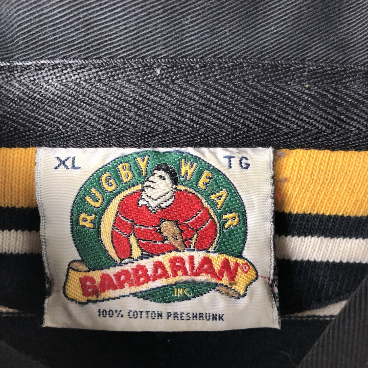 BARBARIAN Long Sleeve Rugby Shirt Made in Canada Men's XL cotton black type Vintage Second Hand