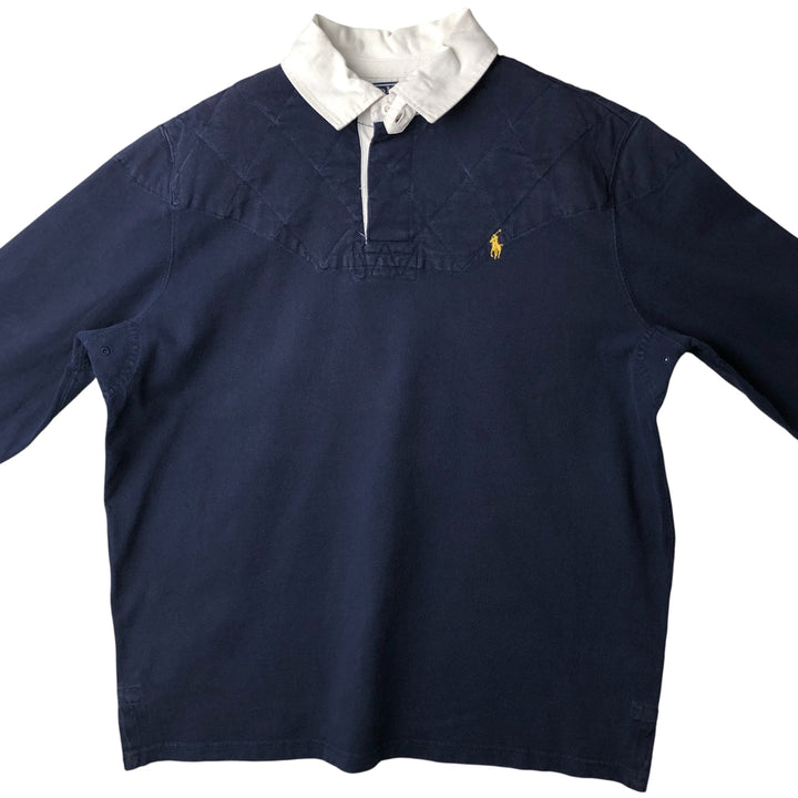 Ralph Lauren POLO by Ralph Lauren long sleeve rugby shirt, men's size L cotton navy blue type Vintage Second Hand