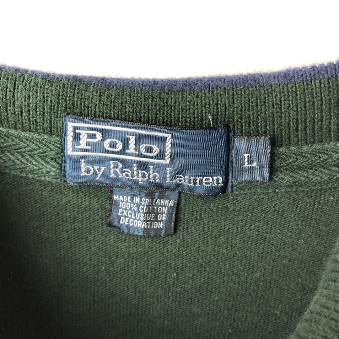 Ralph Lauren POLO by Ralph Lauren long sleeve rugby shirt, men's size L cotton Khaki type Vintage Second Hand