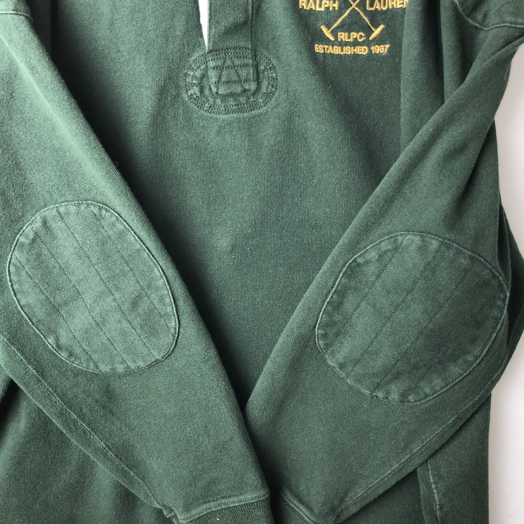 Ralph Lauren POLO by Ralph Lauren long sleeve rugby shirt, men's size L cotton Khaki type Vintage Second Hand