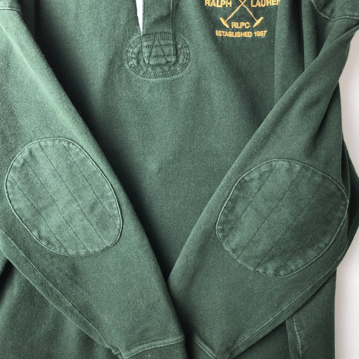 Ralph Lauren POLO by Ralph Lauren long sleeve rugby shirt, men's size L cotton Khaki type Vintage Second Hand