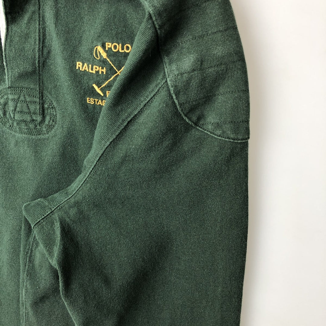 Ralph Lauren POLO by Ralph Lauren long sleeve rugby shirt, men's size L cotton Khaki type Vintage Second Hand