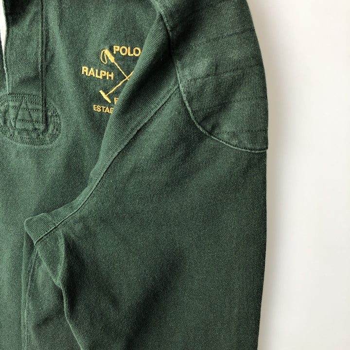 Ralph Lauren POLO by Ralph Lauren long sleeve rugby shirt, men's size L cotton Khaki type Vintage Second Hand