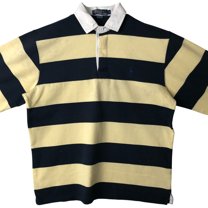 Ralph Lauren POLO by Ralph Lauren Striped Pattern Long Sleeve Rugby Shirt Men's M cotton unbleached Vintage Second Hand