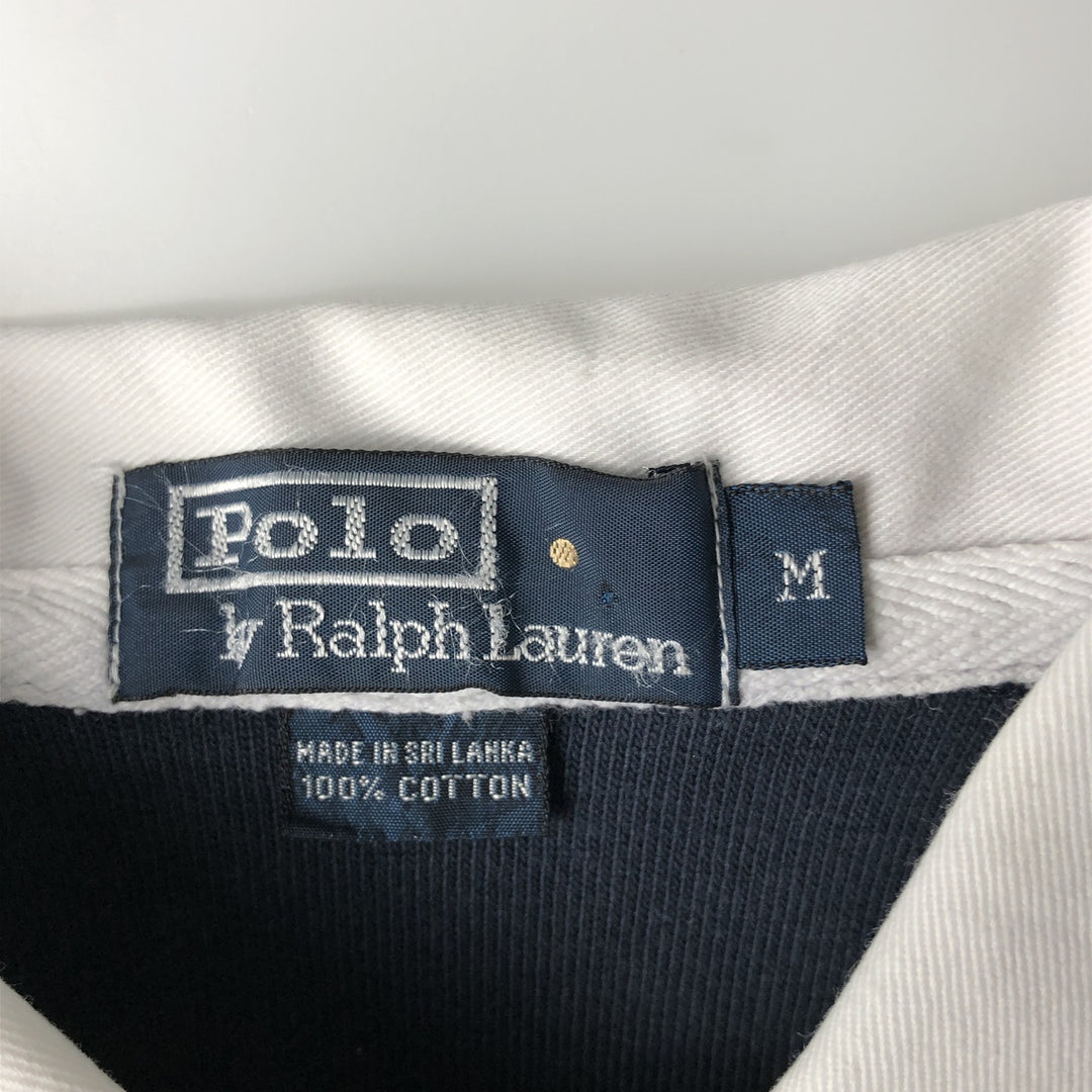Ralph Lauren POLO by Ralph Lauren Striped Pattern Long Sleeve Rugby Shirt Men's M cotton unbleached Vintage Second Hand
