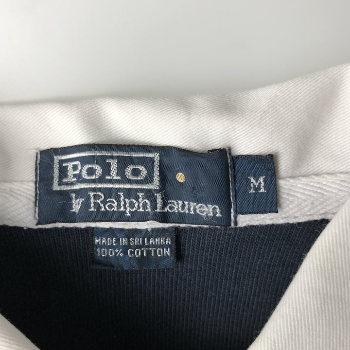 Ralph Lauren POLO by Ralph Lauren Striped Pattern Long Sleeve Rugby Shirt Men's M cotton unbleached Vintage Second Hand