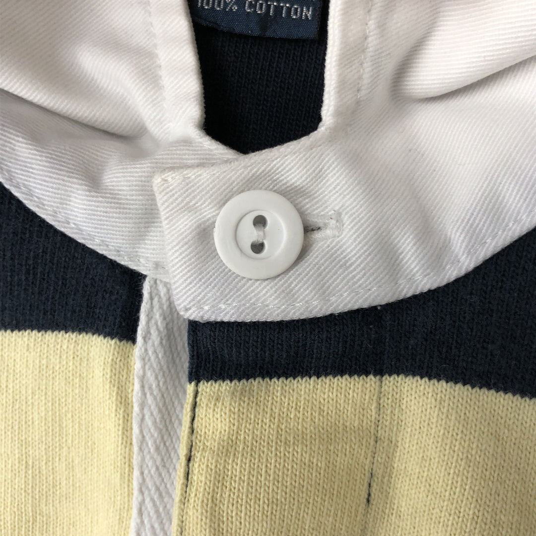 Ralph Lauren POLO by Ralph Lauren Striped Pattern Long Sleeve Rugby Shirt Men's M cotton unbleached Vintage Second Hand