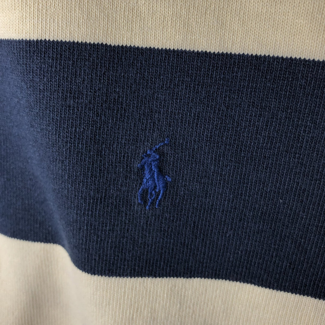 Ralph Lauren POLO by Ralph Lauren Striped Pattern Long Sleeve Rugby Shirt Men's M cotton unbleached Vintage Second Hand