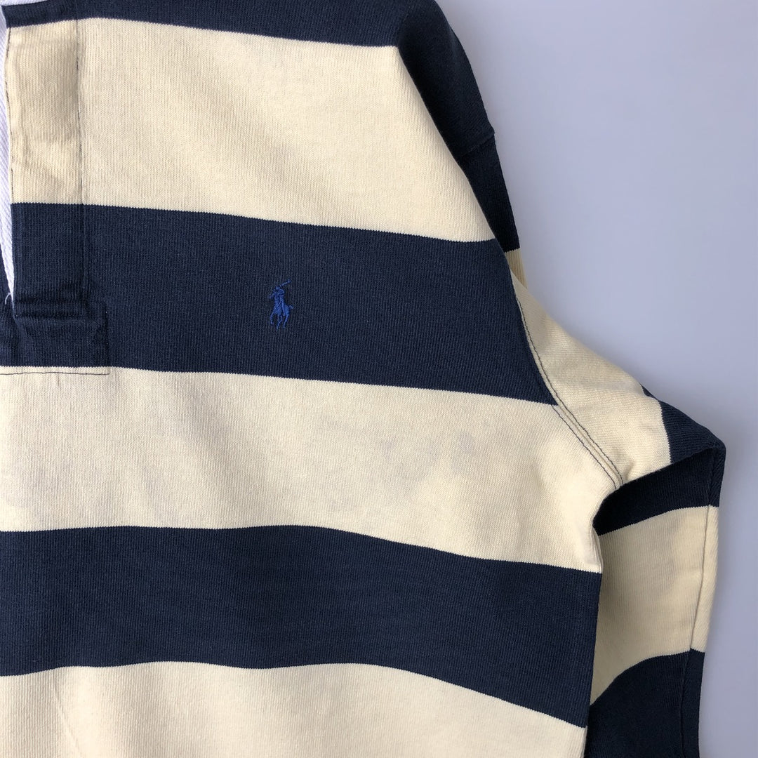 Ralph Lauren POLO by Ralph Lauren Striped Pattern Long Sleeve Rugby Shirt Men's M cotton unbleached Vintage Second Hand
