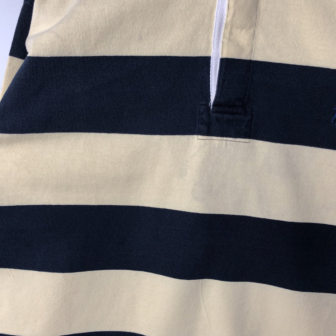 Ralph Lauren POLO by Ralph Lauren Striped Pattern Long Sleeve Rugby Shirt Men's M cotton unbleached Vintage Second Hand