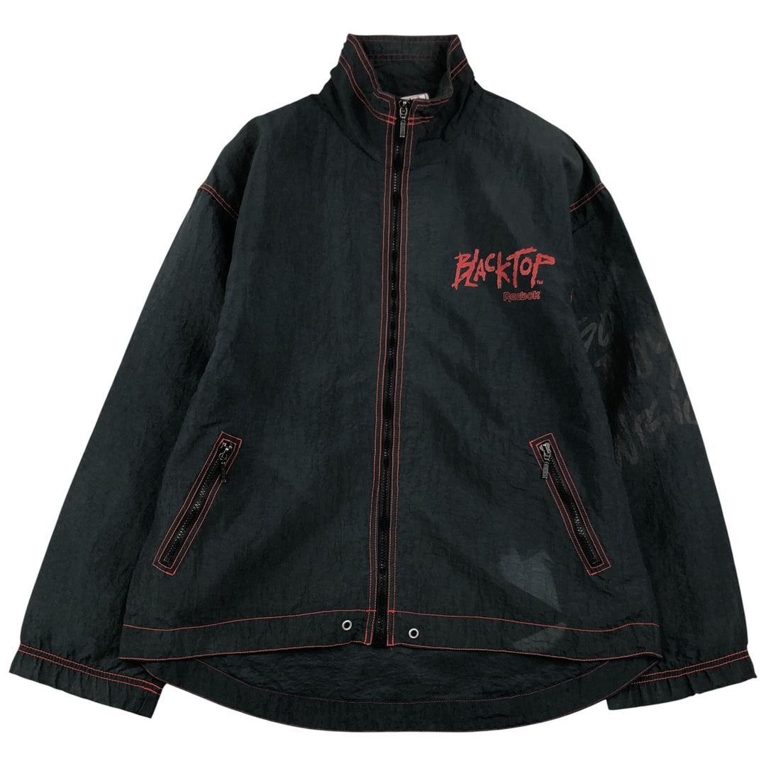 90'S Reebok Black Top Nylon Jacket, Men's Size L, Vintage Nylon black type Vintage Second Hand
