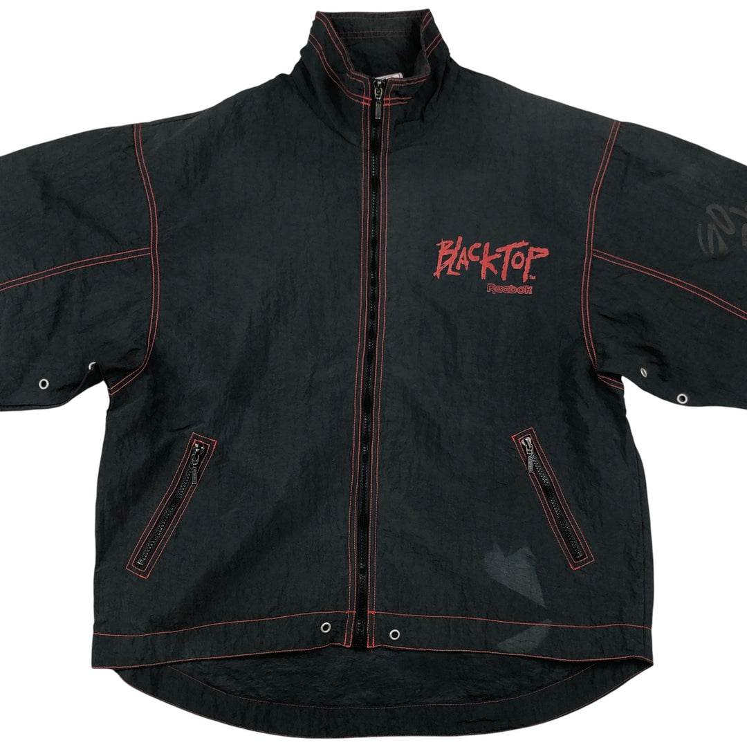 90'S Reebok Black Top Nylon Jacket, Men's Size L, Vintage Nylon black type Vintage Second Hand