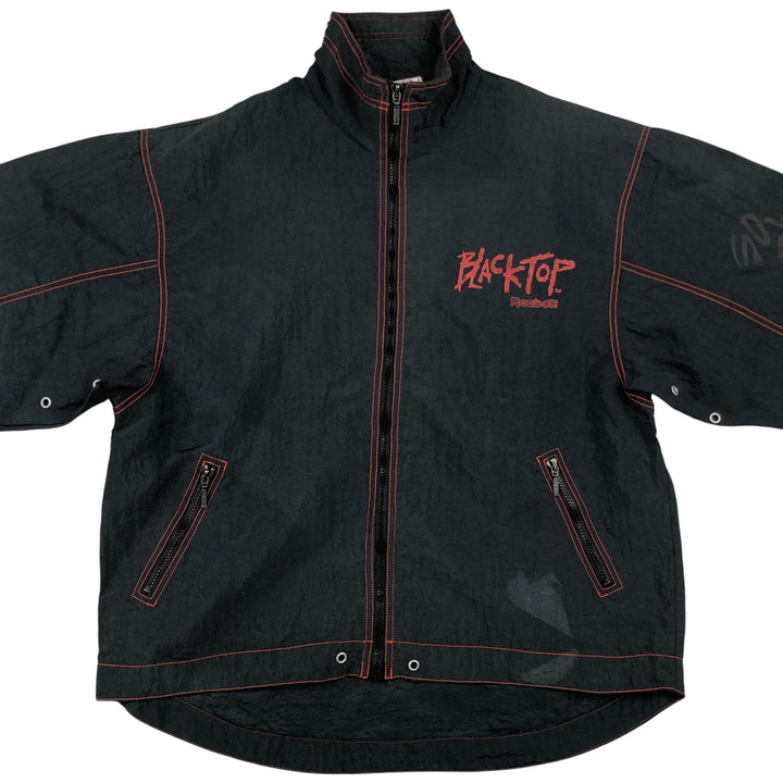 90'S Reebok Black Top Nylon Jacket, Men's Size L, Vintage Nylon black type Vintage Second Hand