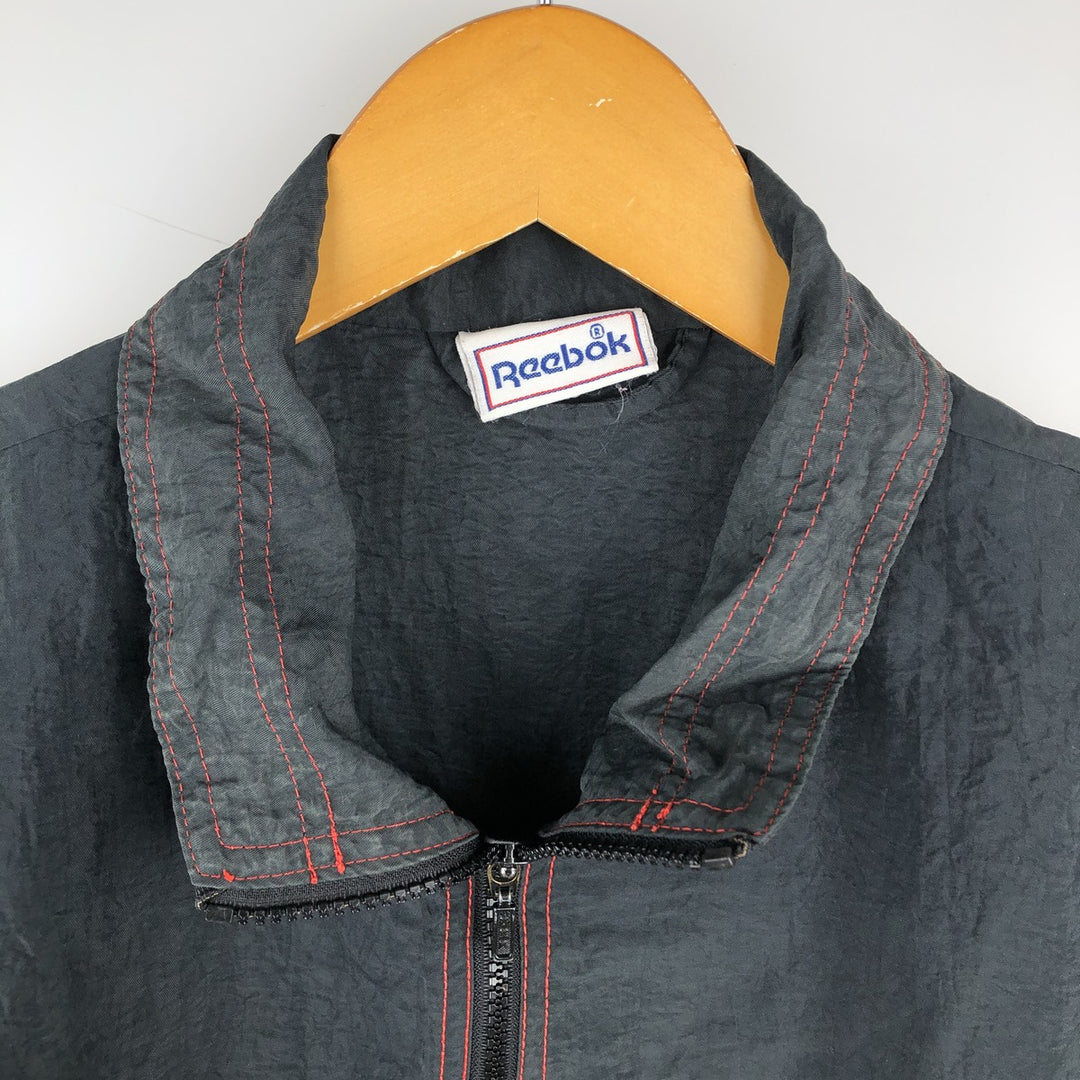90'S Reebok Black Top Nylon Jacket, Men's Size L, Vintage Nylon black type Vintage Second Hand