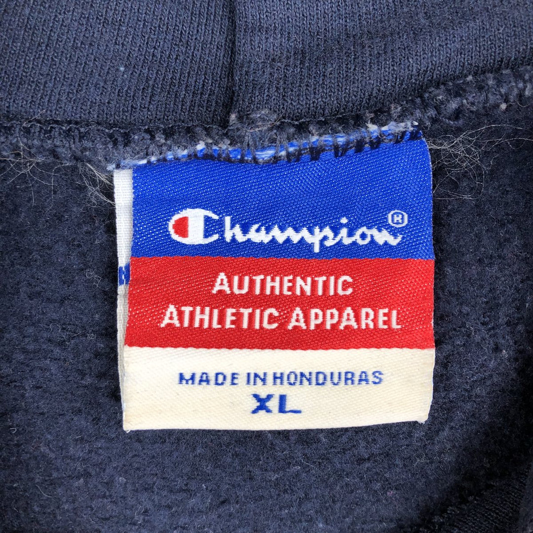 2000'S Champion Authentic Athletics Wear Triple Print College Pullover Hoodie, Men's XL cotton navy blue type Vintage Second Hand