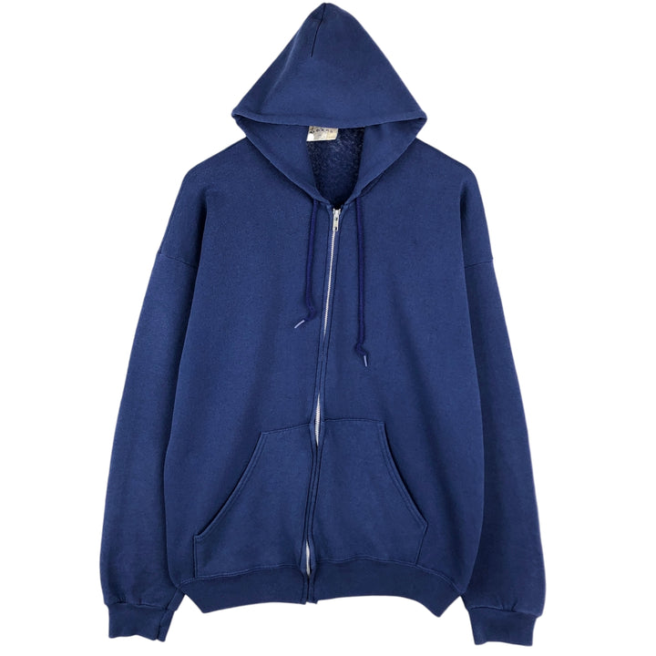 Vintage 90'S RIDERS full-zip sweatshirt hoodie, made in the USA, size XL. cotton Navy blue Vintage Second Hand