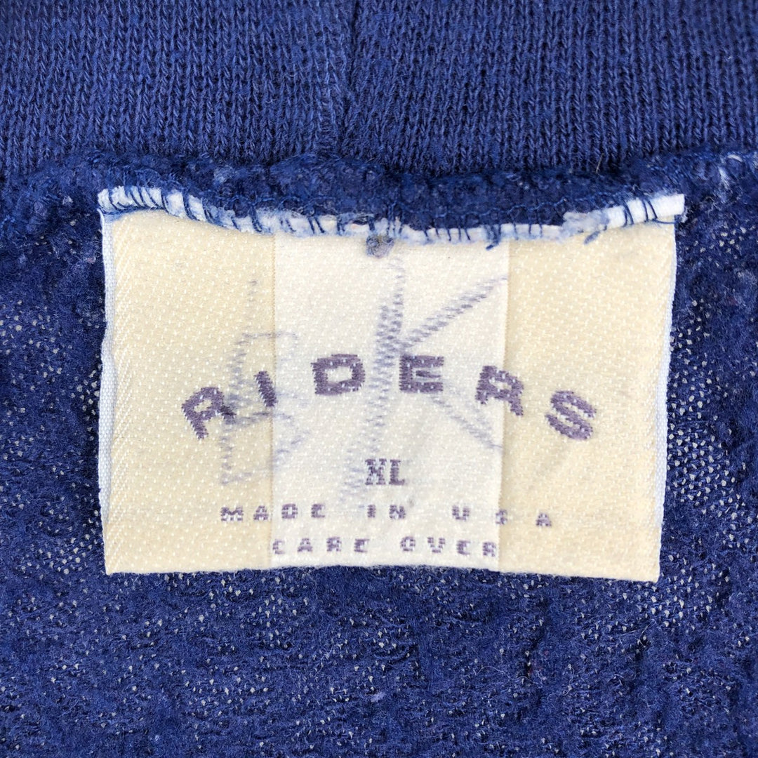 Vintage 90'S RIDERS full-zip sweatshirt hoodie, made in the USA, size XL. cotton Navy blue Vintage Second Hand